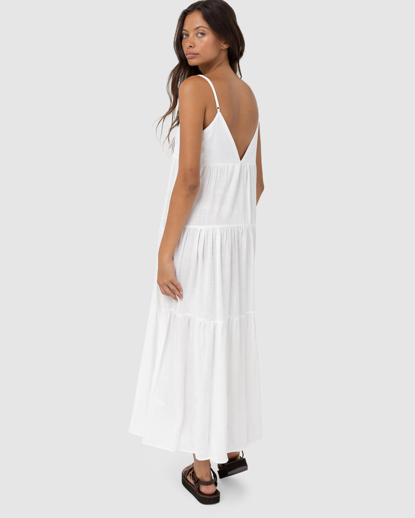 WOMENS CLASSIC TIERED MIDI DRESS