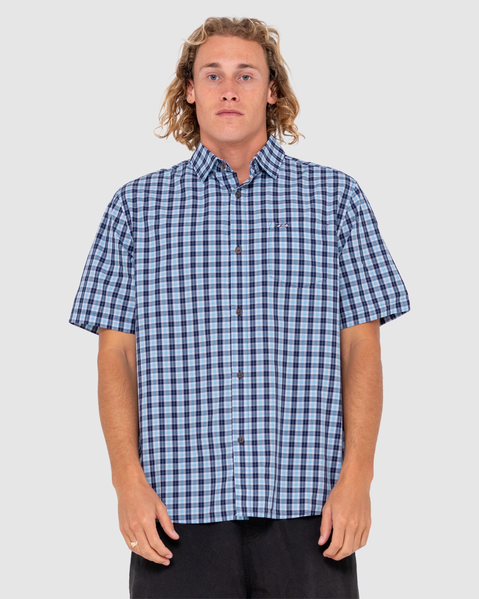Rusty Mens Datsun Check Short Sleeve Shirt (Persimmon Orange) main image 0
