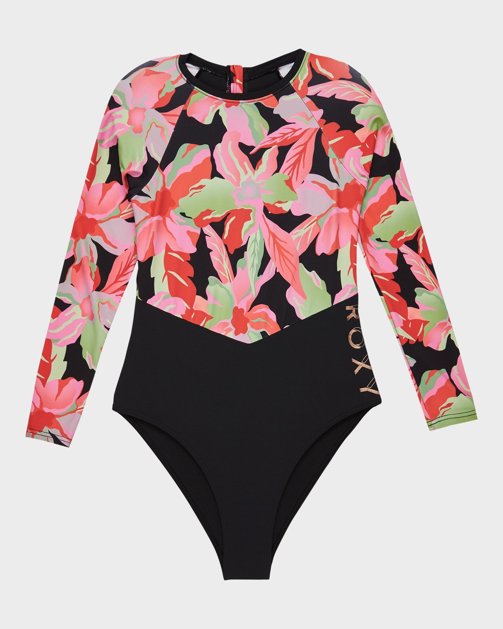 Roxy Girls 6-16 Active Long Sleeve Rash Vest (Coral Chic Call Of The Wild)