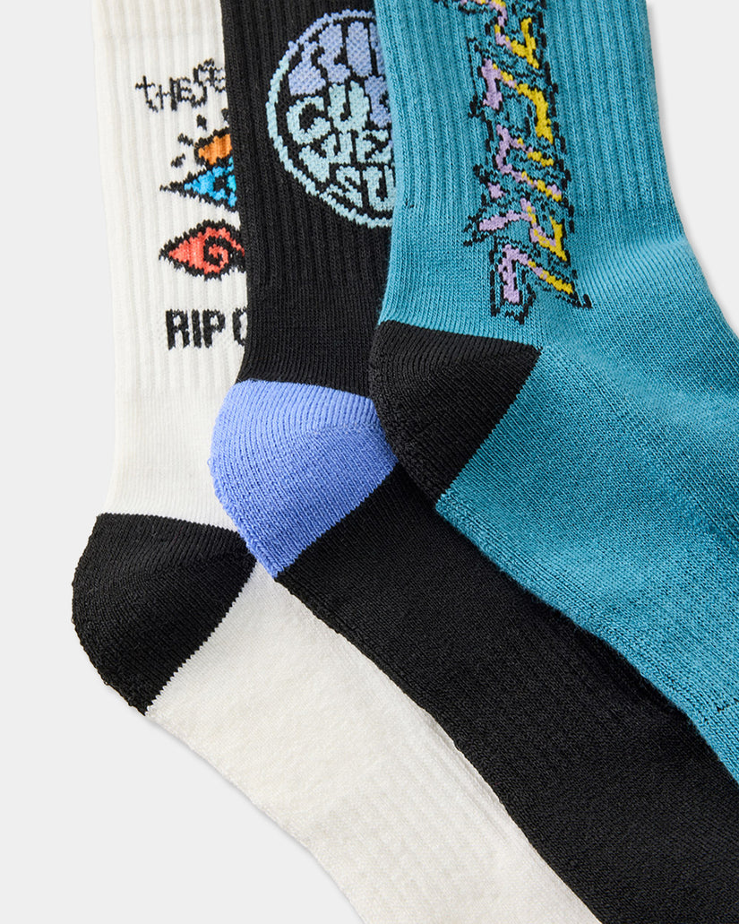 Boys 8-16 Logo 3 Pack Crew Socks