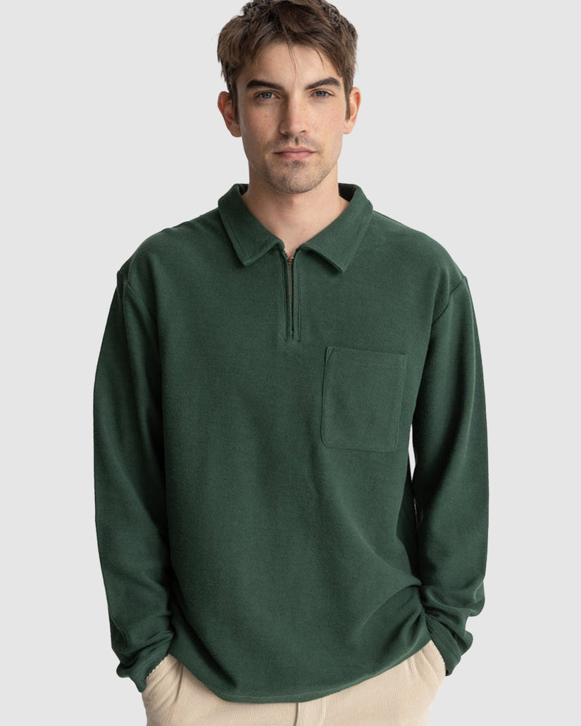 Mens Reverse Terry Quarter Zip Fleece Jumper