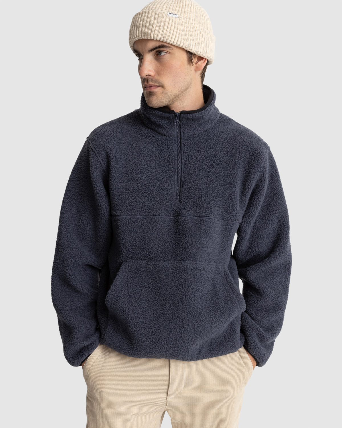 MENS HALF ZIP SHERPA FLEECE PULL OVER