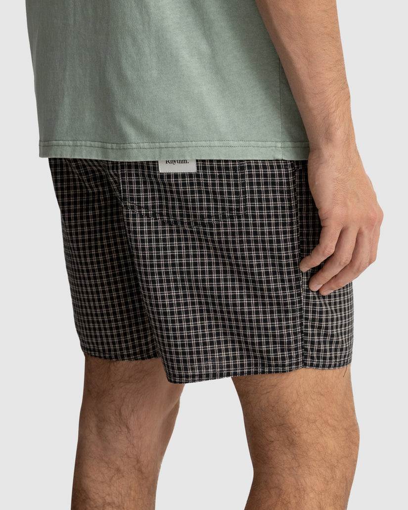 MENS LINEN CHECK JAM SHORTS