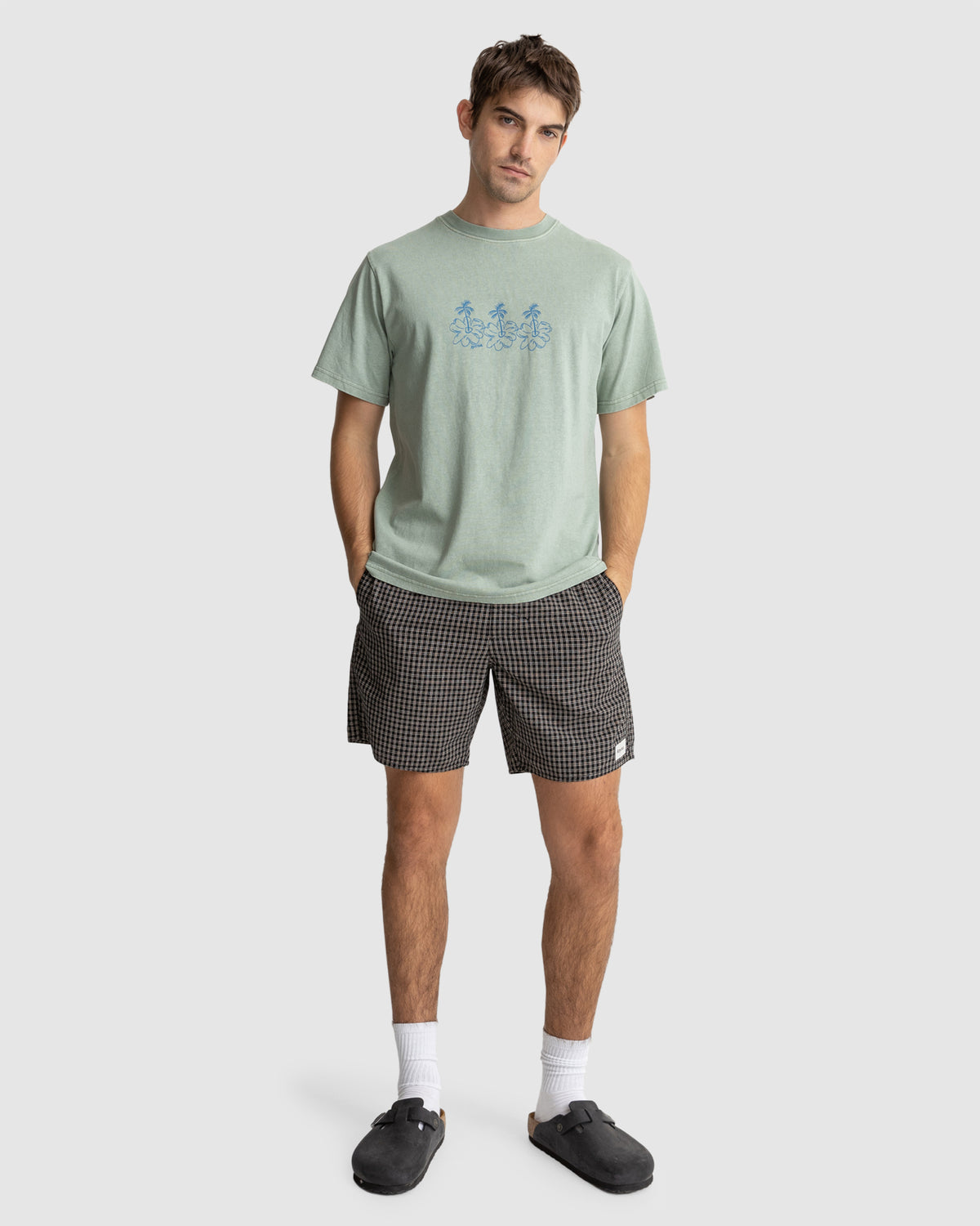 MENS LINEN CHECK WALKSHORTS
