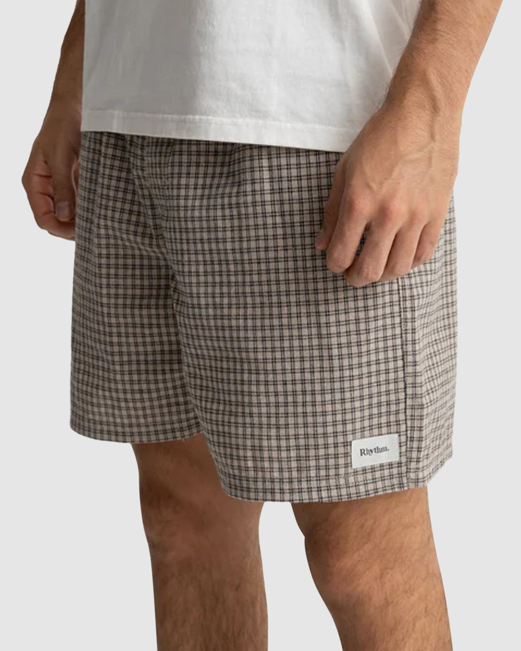 MENS LINEN CHECK JAM SHORTS