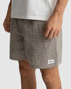 MENS LINEN CHECK JAM SHORTS