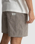 MENS LINEN CHECK JAM SHORTS