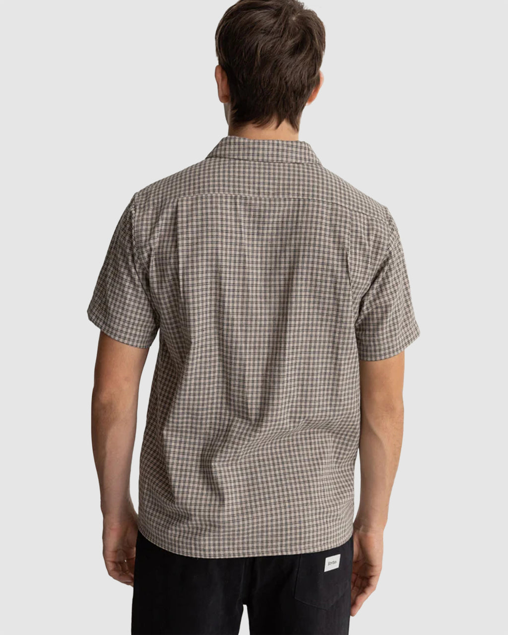 MENS LINEN CHECK SHORT SLEEVE SHIRT