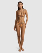 WOMENS OASIS FLORAL DEEP V HIGH WAIST BIKINI BOTTOM