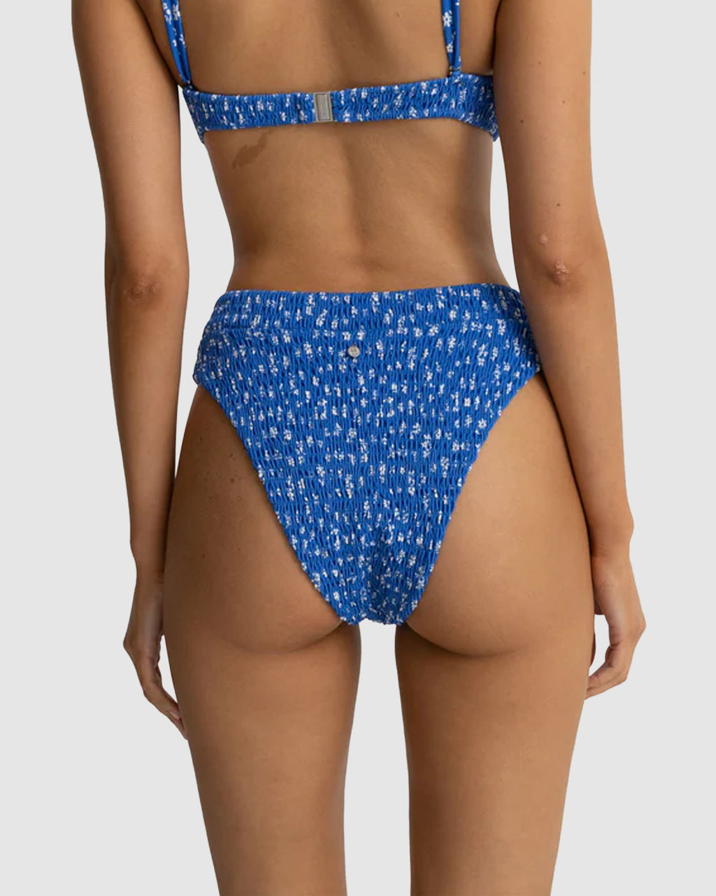 WOMENS ELODIE FLORAL SMOCKED HI WAIST BIKINI BOTTOM