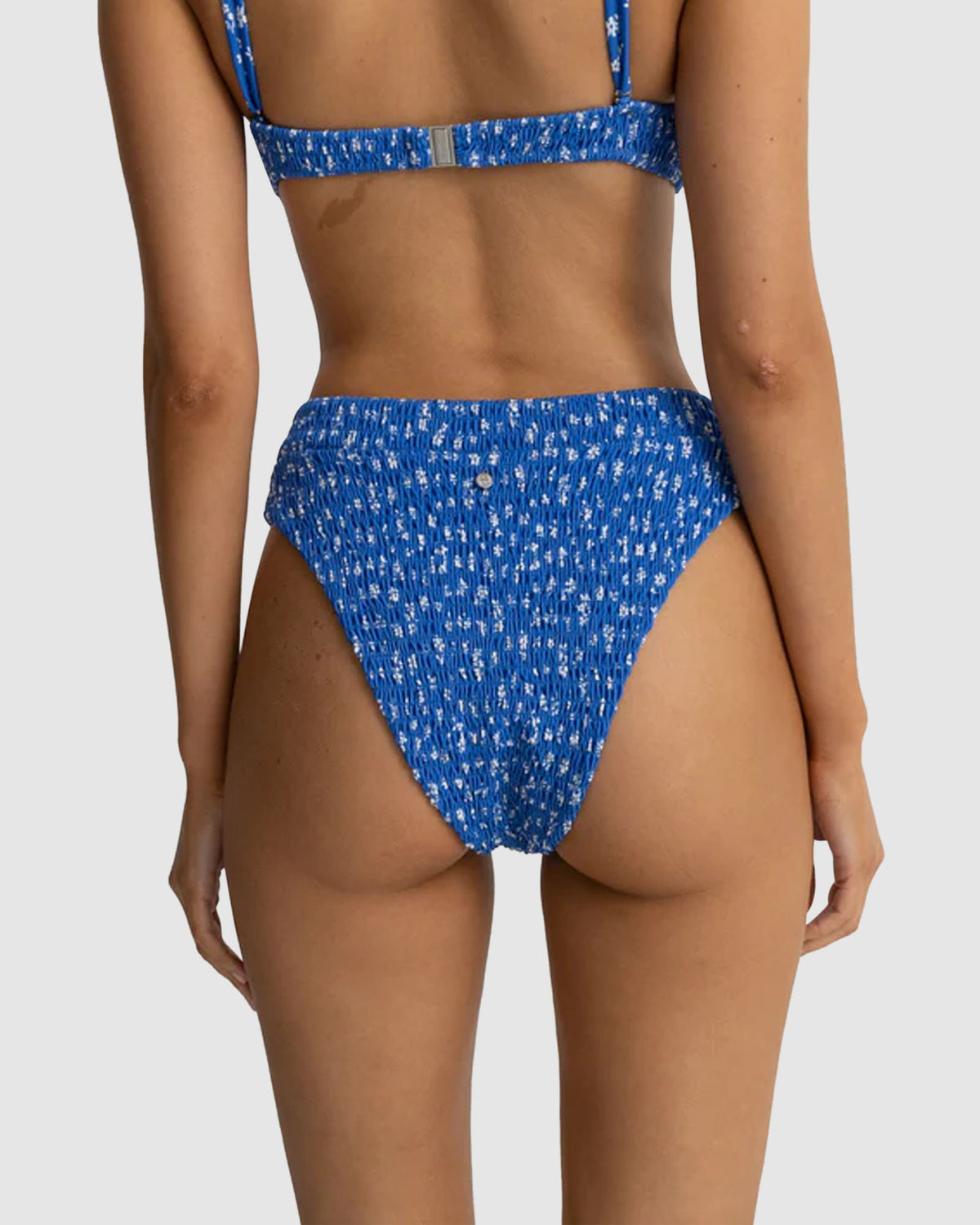 WOMENS ELODIE FLORAL SMOCKED HI WAIST BIKINI BOTTOM