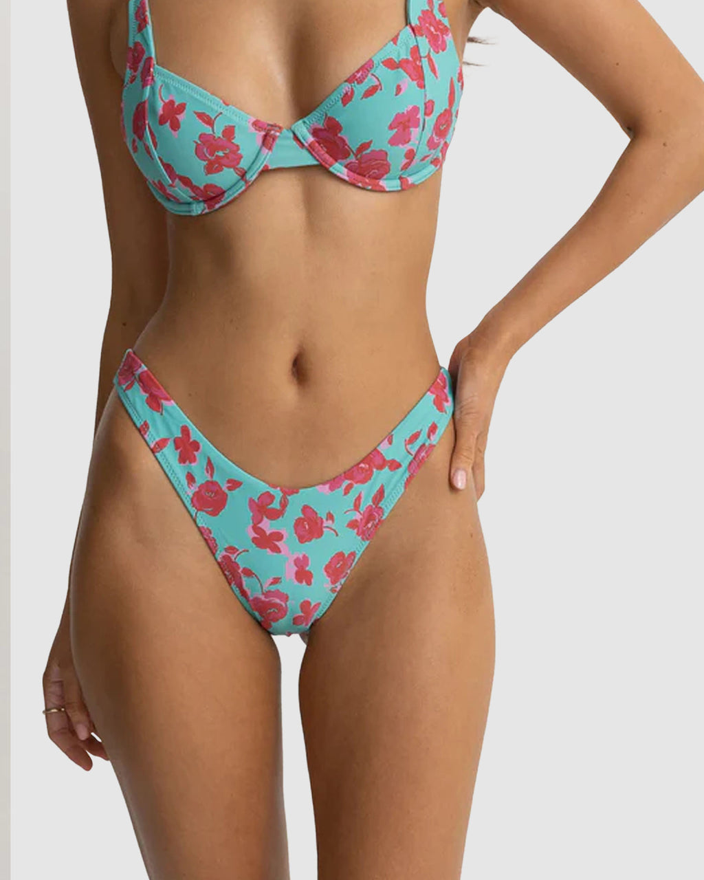 WOMENS INFERNA FLORAL HI CUT BIKINI BOTTOMS