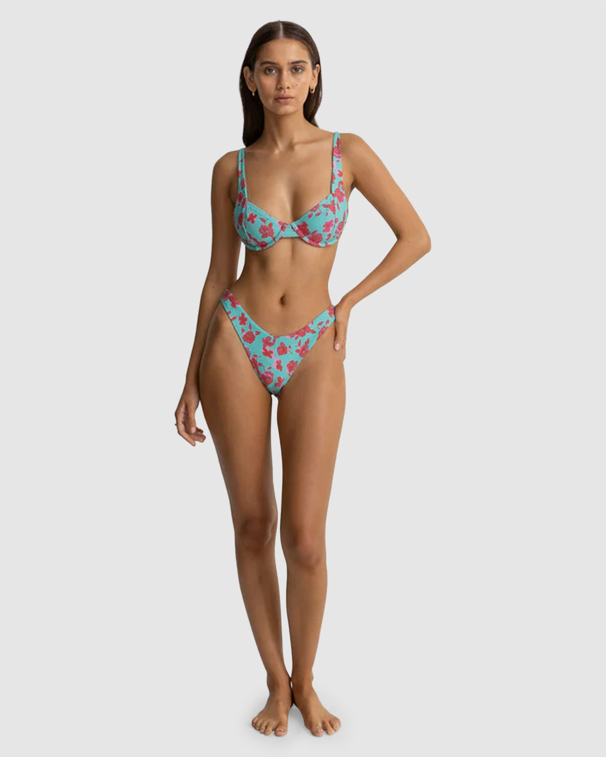 WOMENS INFERNA FLORAL HI CUT BIKINI BOTTOMS