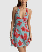 Womens Inferna Floral Halter Mini Dress