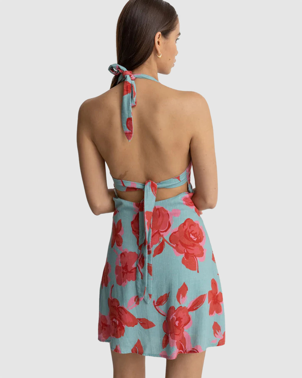 Womens Inferna Floral Halter Mini Dress