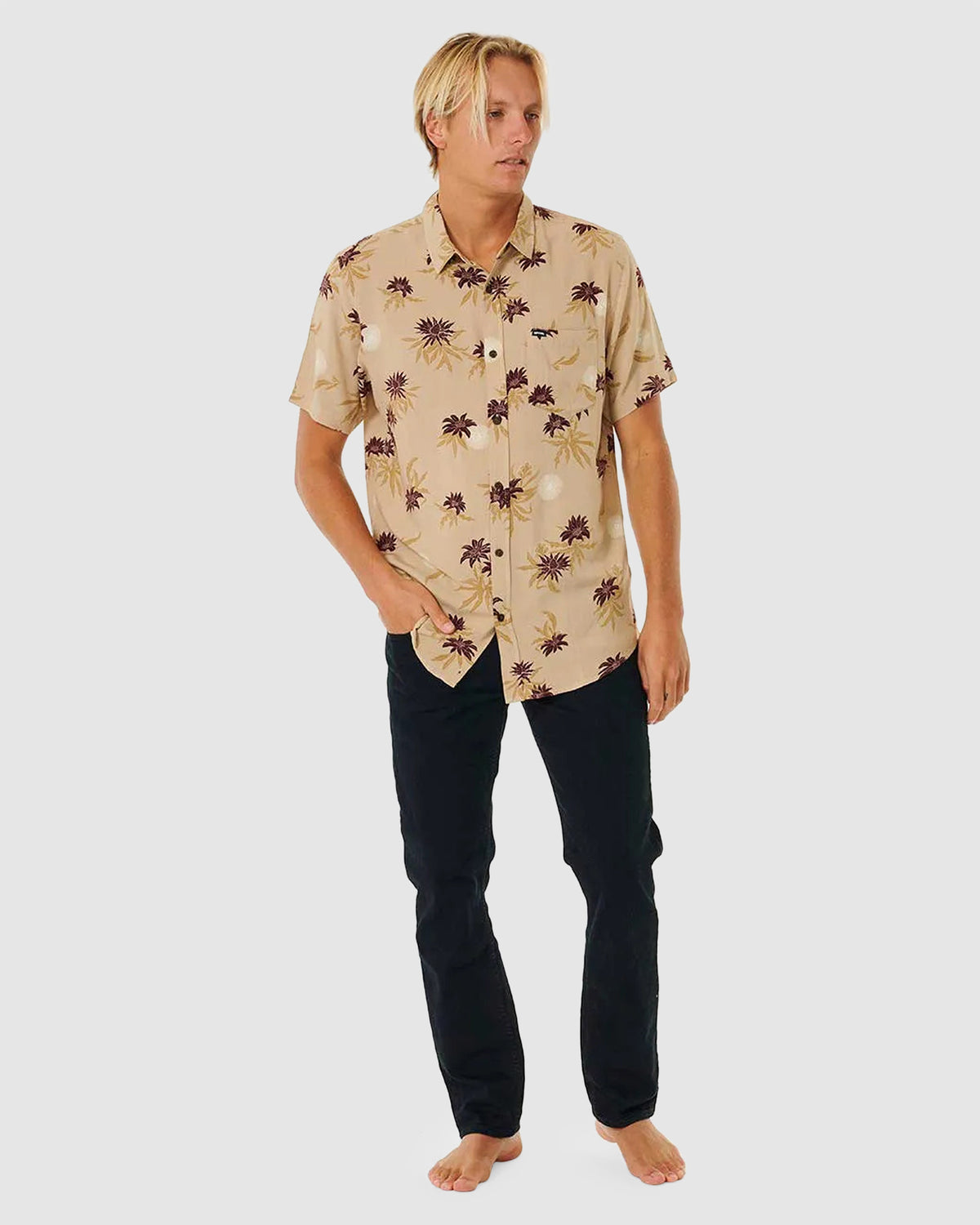 MENS RAZED FLORAL SHORT SLEEVE SHIRT