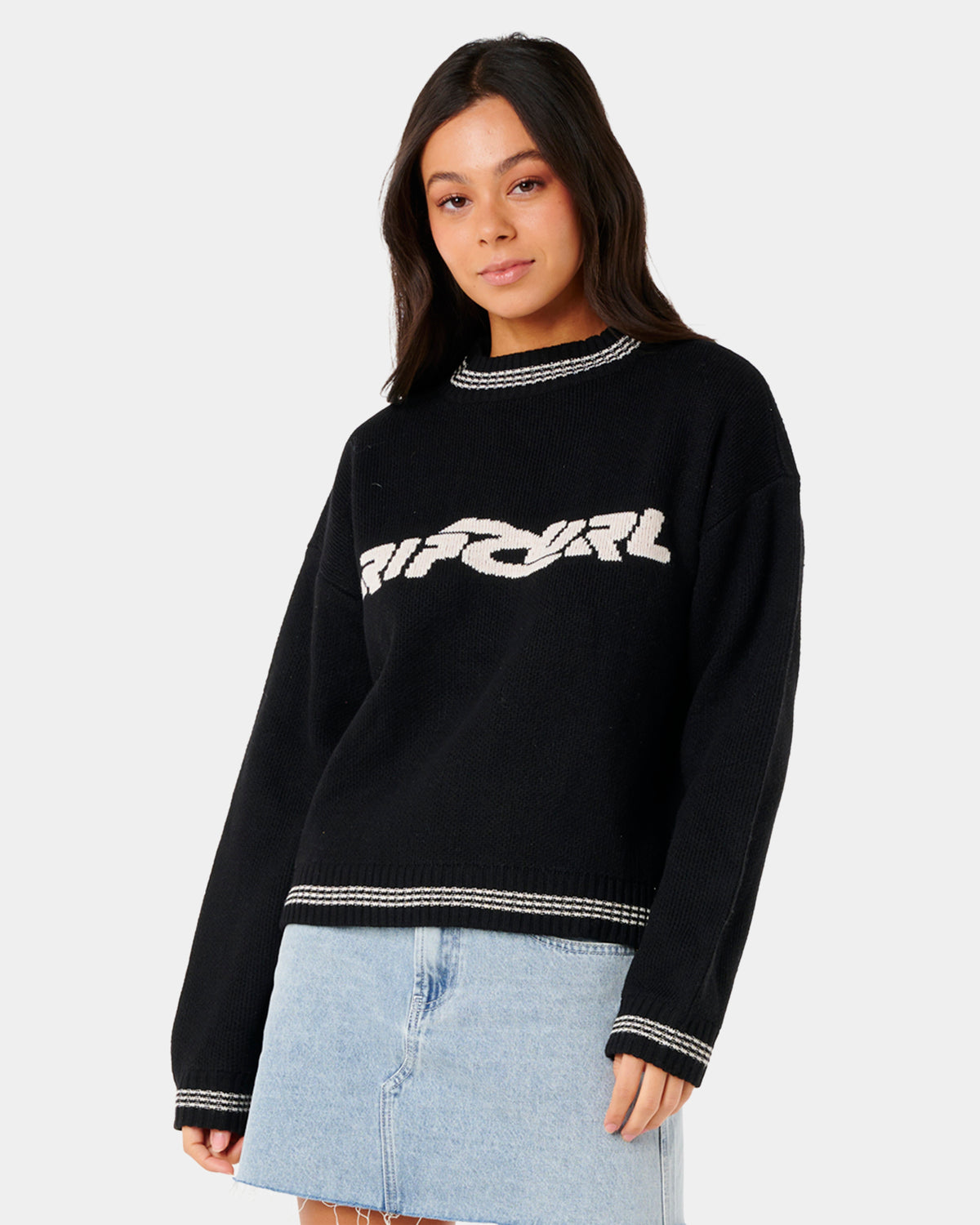 Womens Neon Diamon Knit Crew Neck