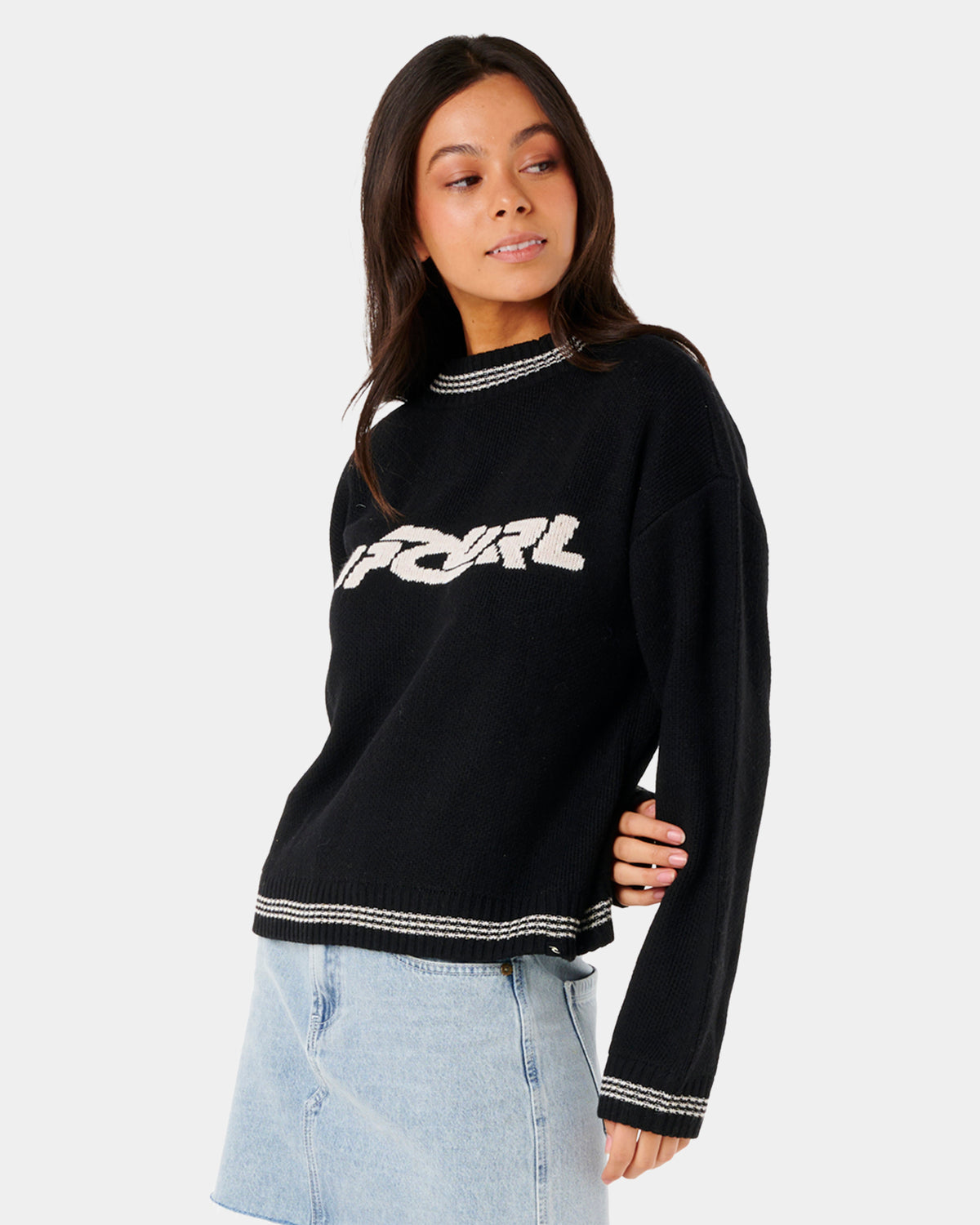 Womens Neon Diamon Knit Crew Neck