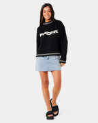Womens Neon Diamon Knit Crew Neck