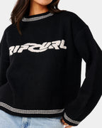 Womens Neon Diamon Knit Crew Neck