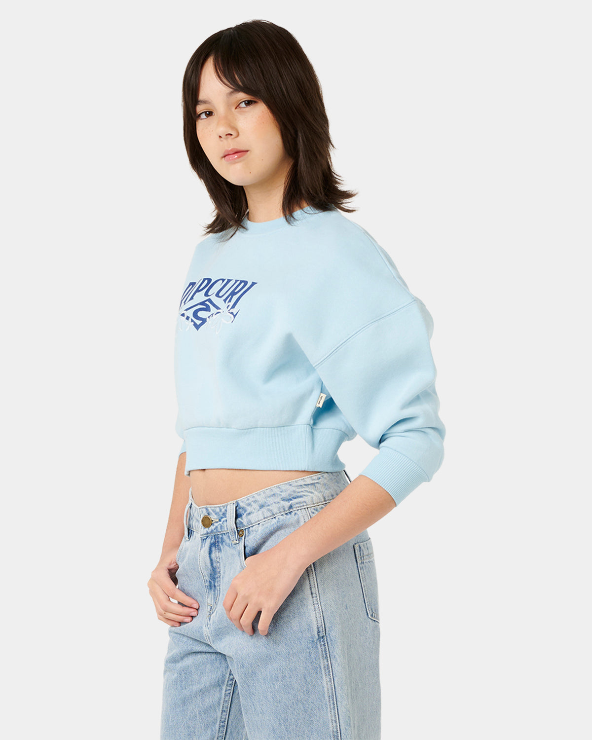 Girls 8-14 Tropical Cropped Crew Neck