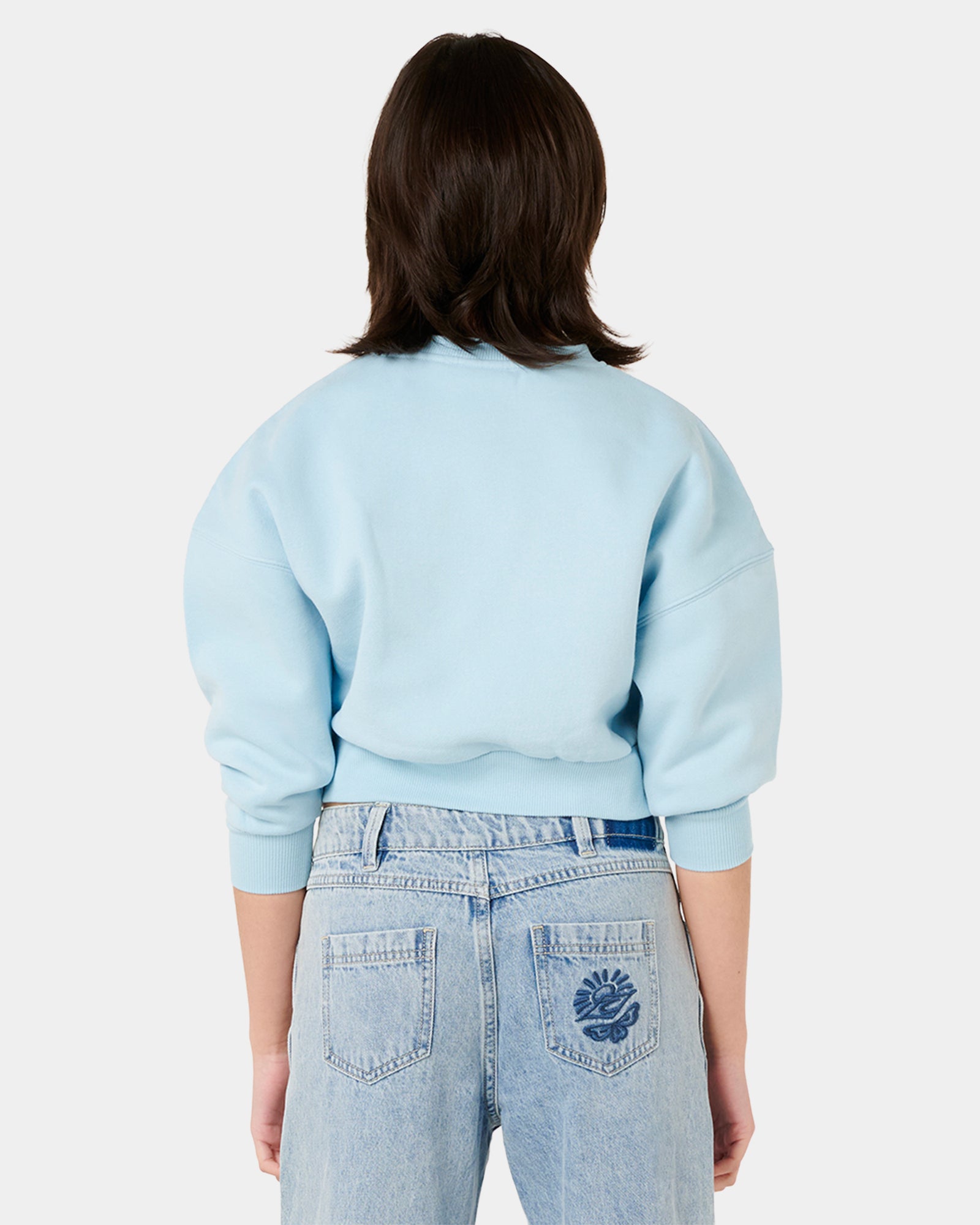 Girls 8-14 Tropical Cropped Crew Neck