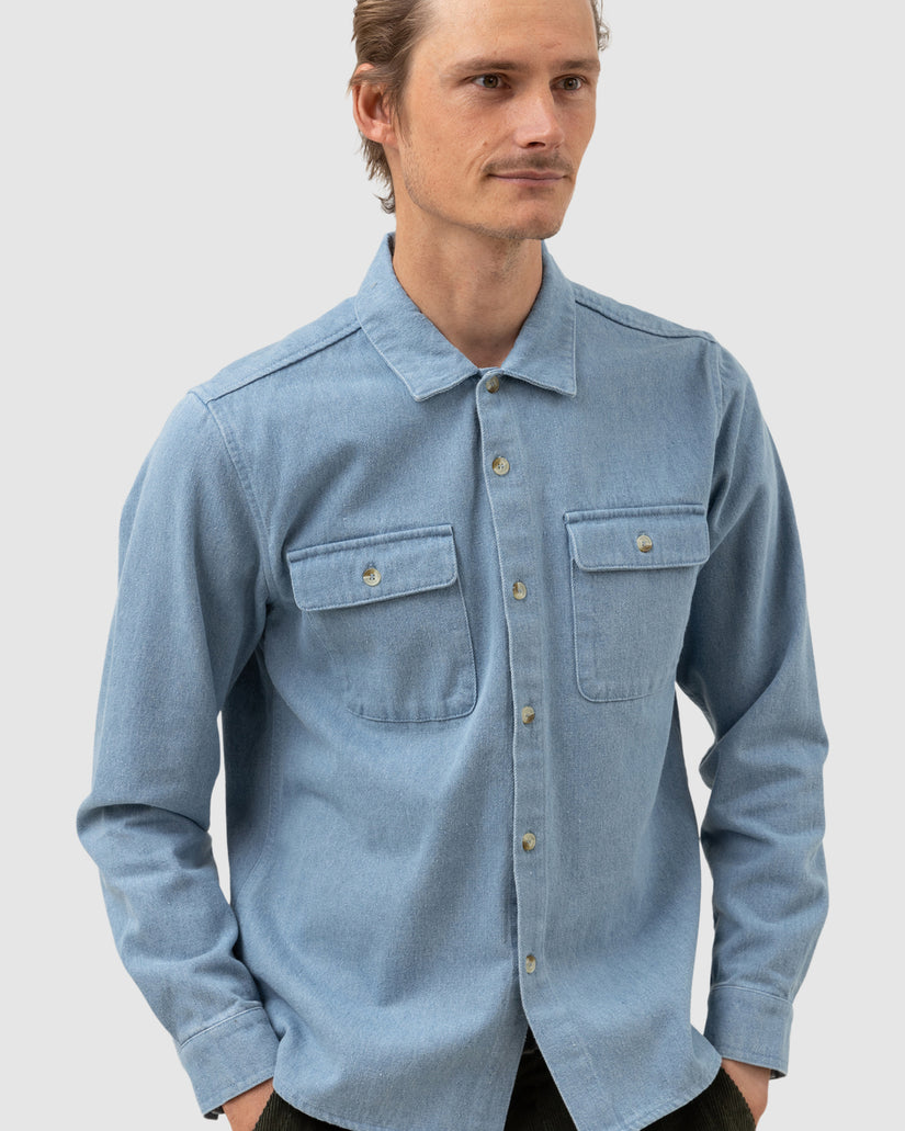 MENS DENIM LONG SLEEVE SHIRT