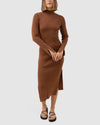 WOMENS LONG SLEEVE KNIT MIDI DRESS