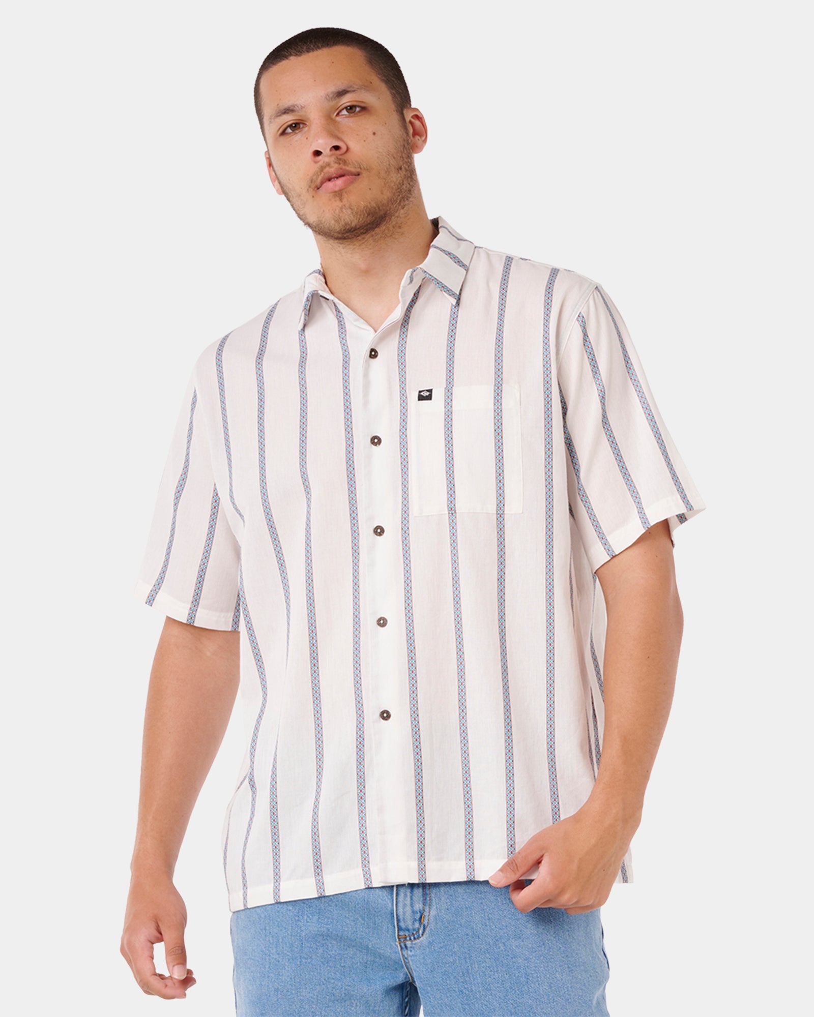 Mens Classic Surf Stripe Short Sleeve Shirt Mens Classic Surf Stripe Short Sleeve Shirt
