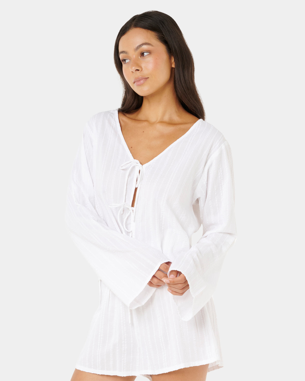 Womens Haze Tie Front Long Sleeve Shirt