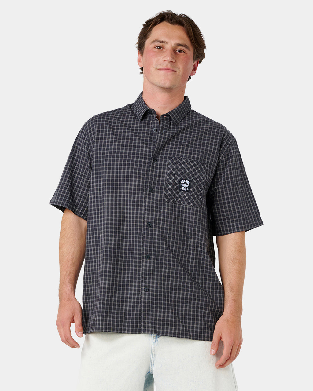 Mens Liquid Trips Check Short Sleeve Shirt