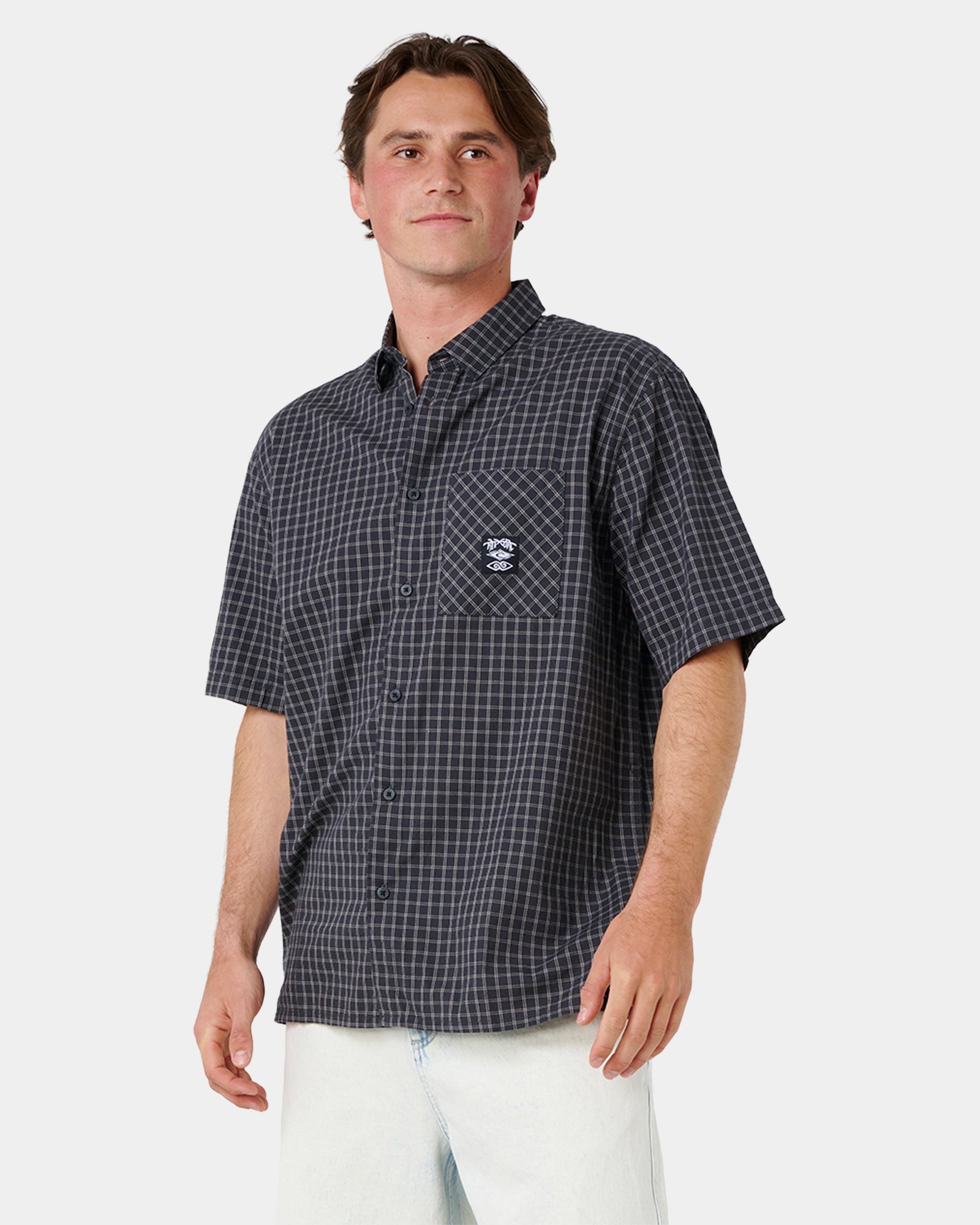 Mens Liquid Trips Check Short Sleeve Shirt