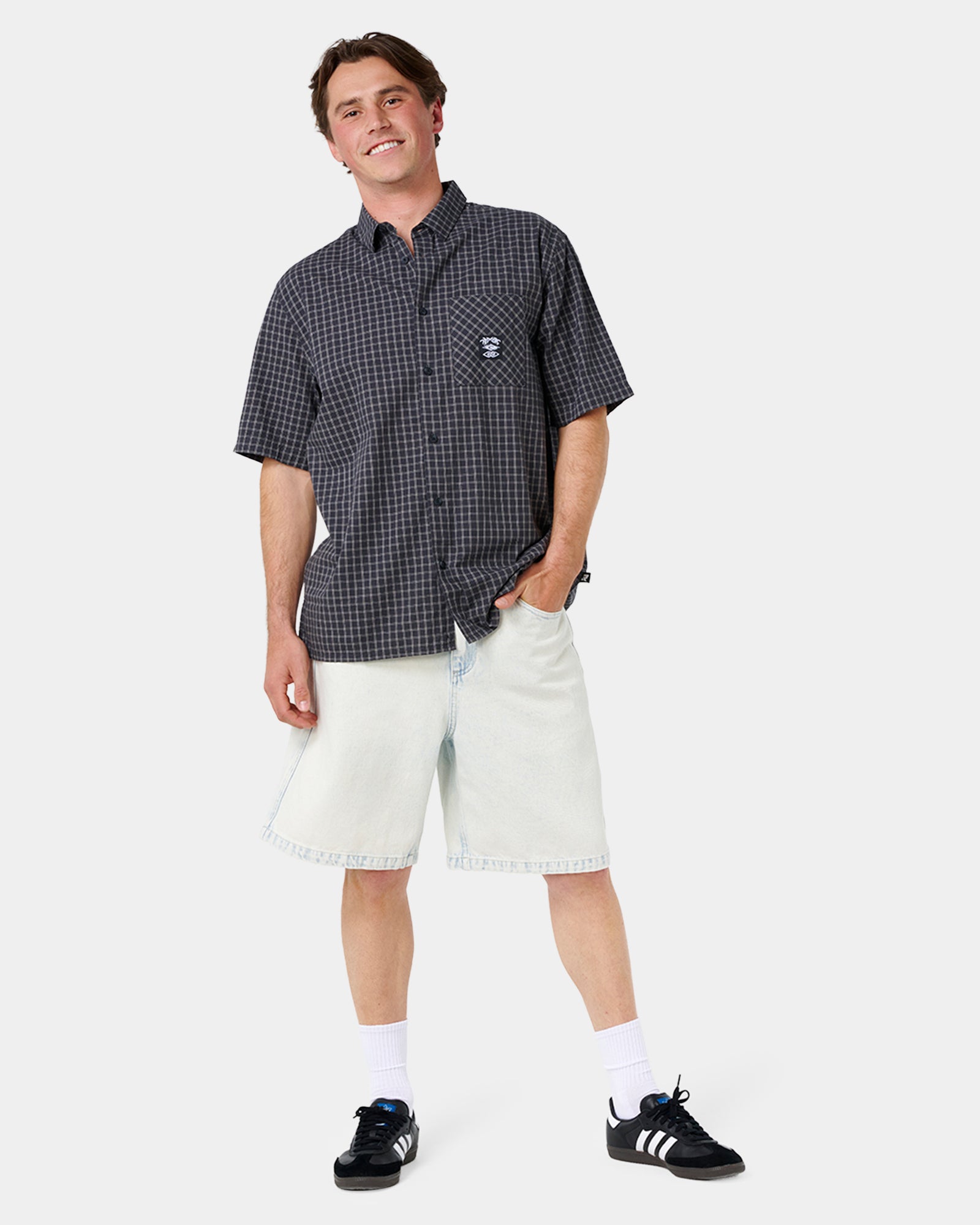 Mens Liquid Trips Check Short Sleeve Shirt