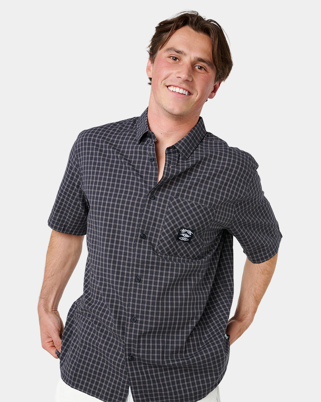 Mens Liquid Trips Check Short Sleeve Shirt