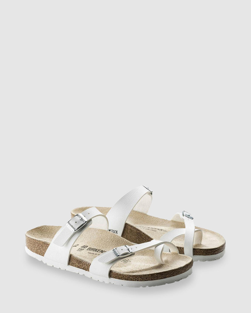 MAYARI WHITE BIRKO-FLOR NARROW SANDALS