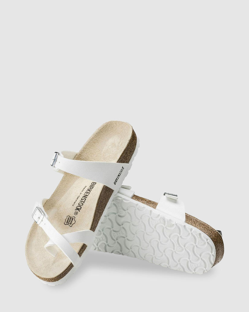 MAYARI WHITE BIRKO-FLOR NARROW SANDALS