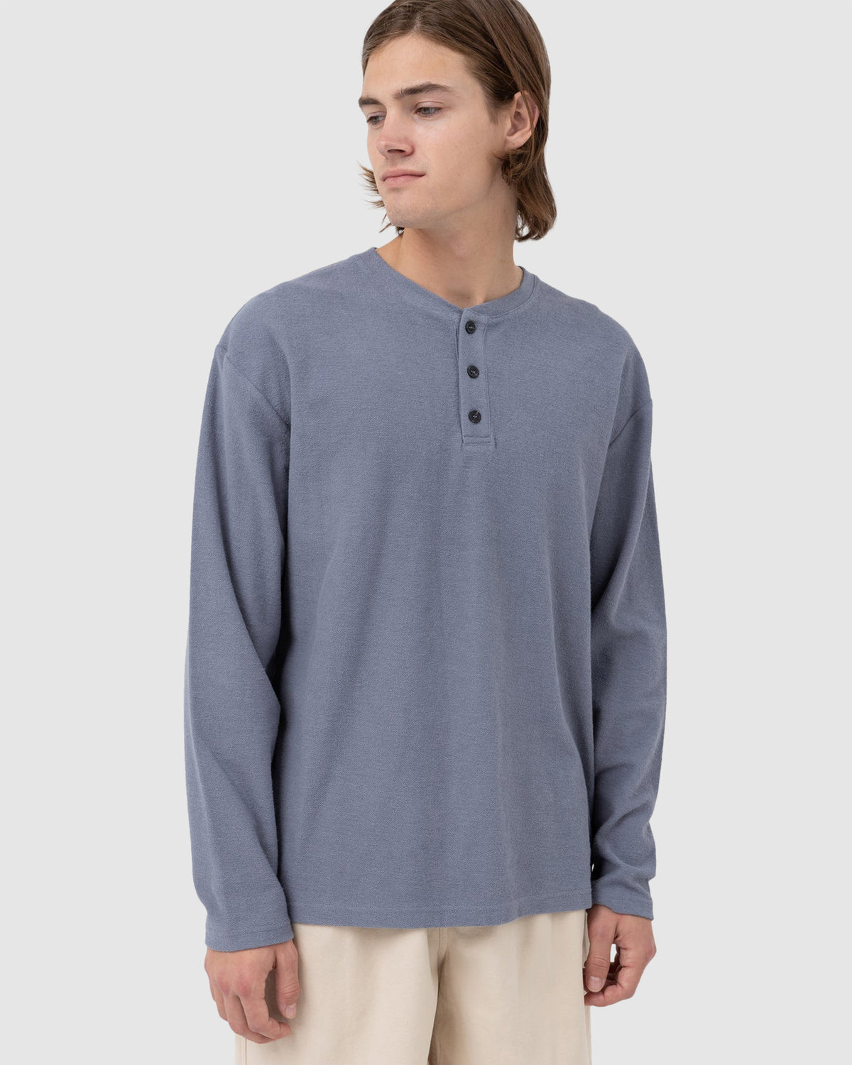MENS VINTAGE TERRY LONG SLEEVE HENLEY