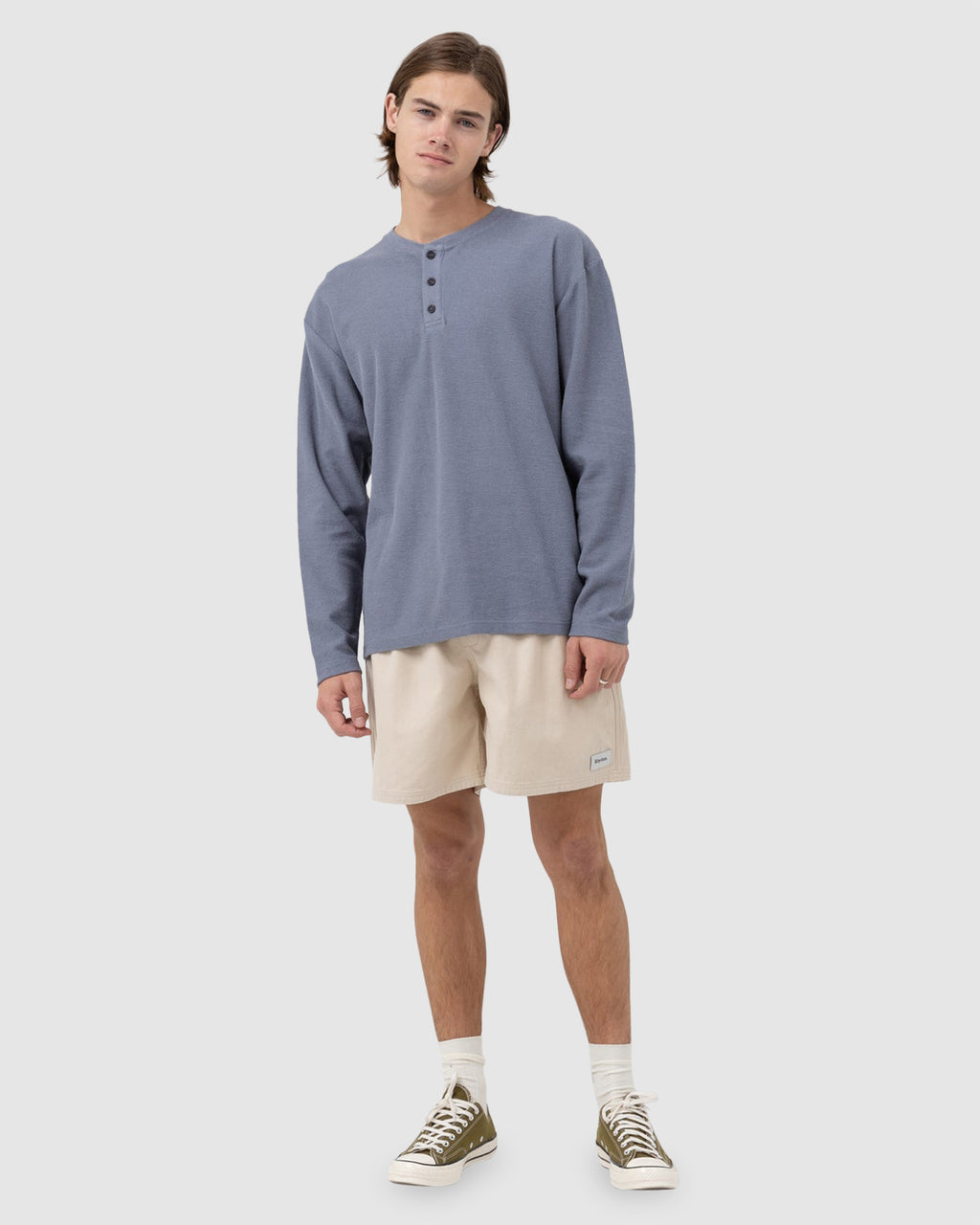 MENS VINTAGE TERRY LONG SLEEVE HENLEY