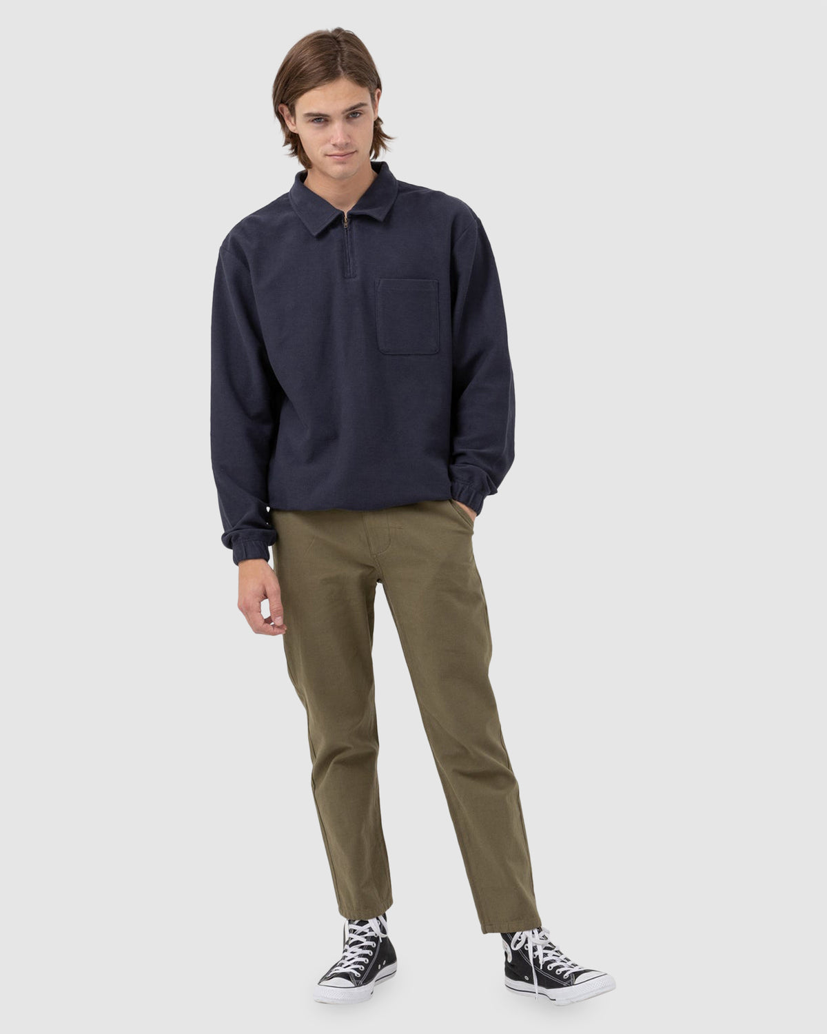 MENS REVERSE TERRY QUARTER ZIP