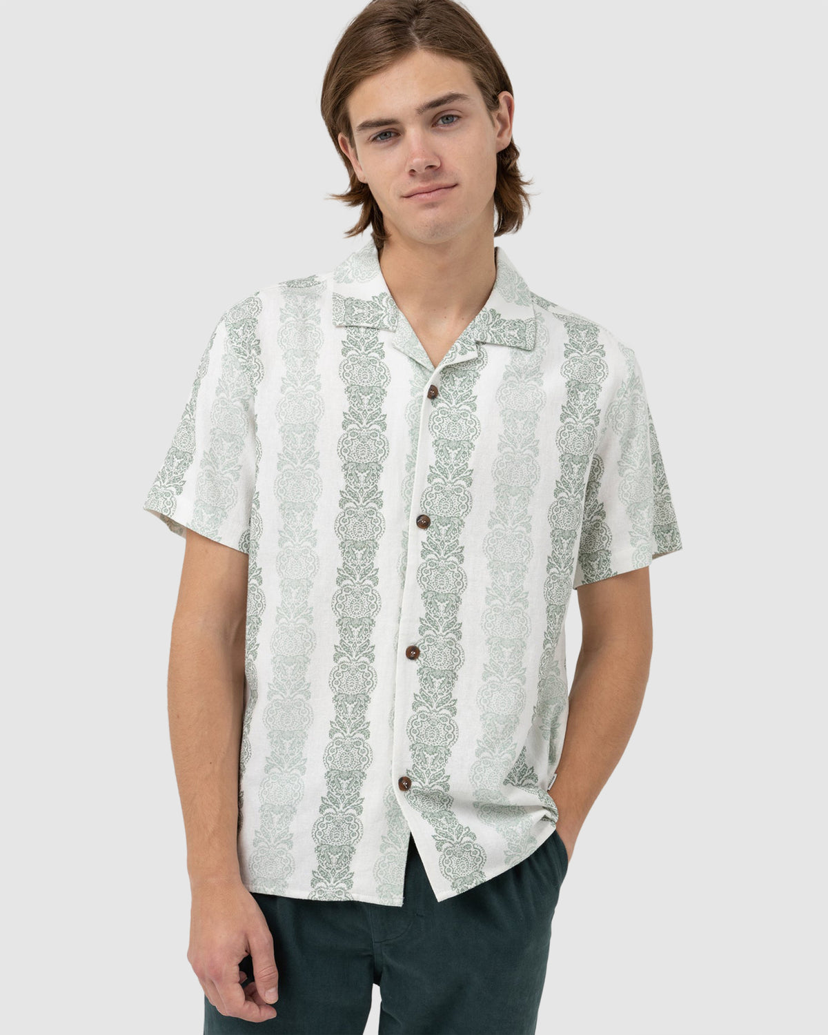 MENS PINEAPPLE STRIPE SHORT SLEEVE SHIRT