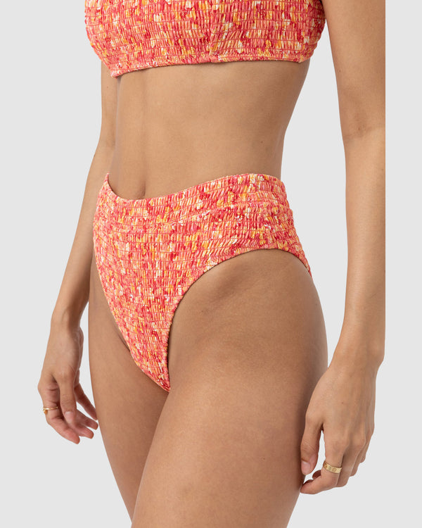 WOMENS ZADIE FLORAL SMOCKED XANADU BIKINI BOTTOMS