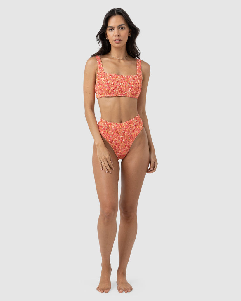 WOMENS ZADIE FLORAL SMOCKED XANADU BIKINI BOTTOMS