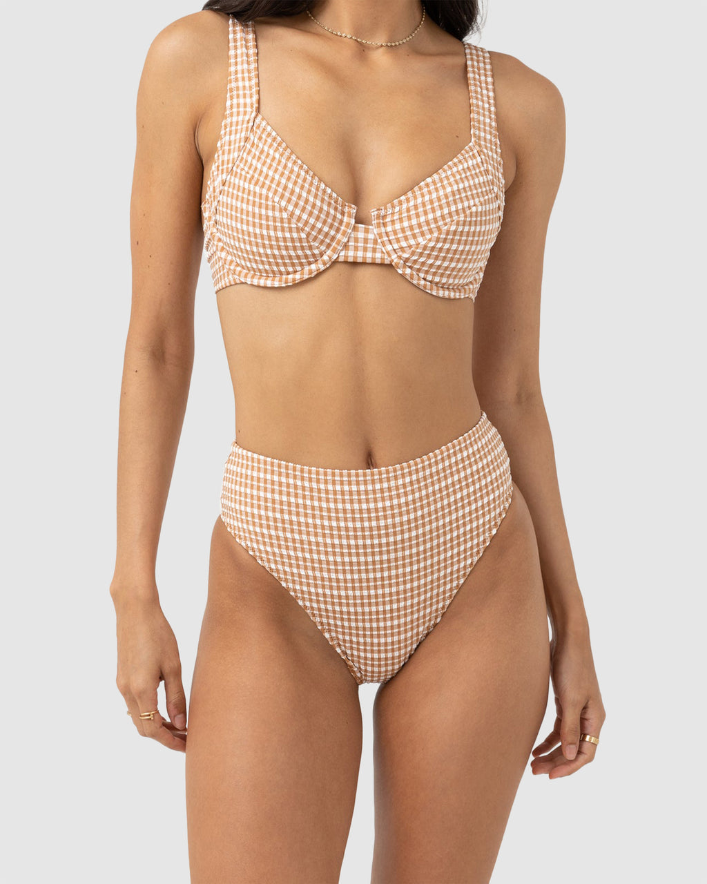WOMENS LOLA CHECK HI WAIST BIKINI BOTTOM