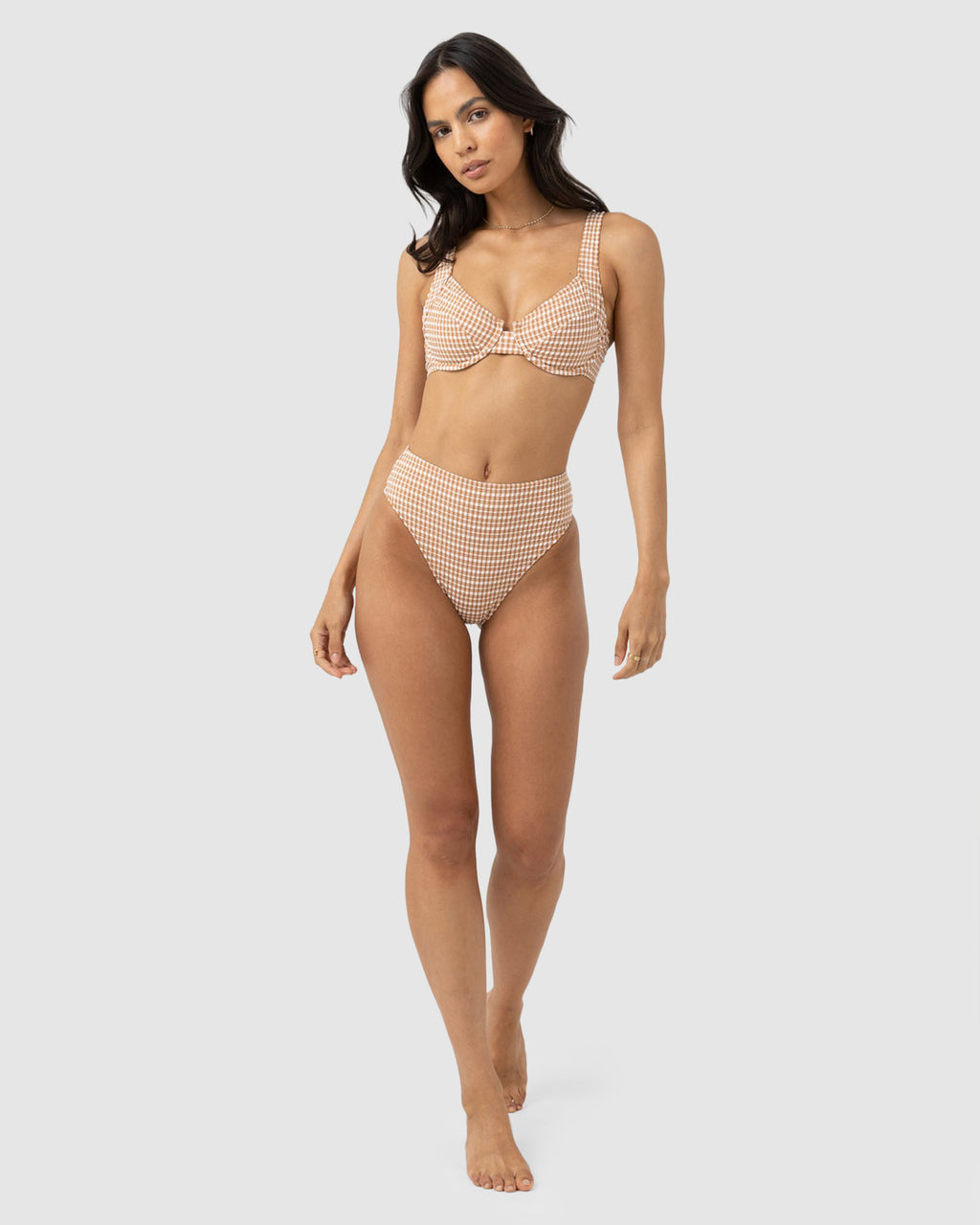 WOMENS LOLA CHECK HI WAIST BIKINI BOTTOM