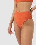WOMENS ISLA RIB HI HIP BANDED BIKINI BOTTOMS