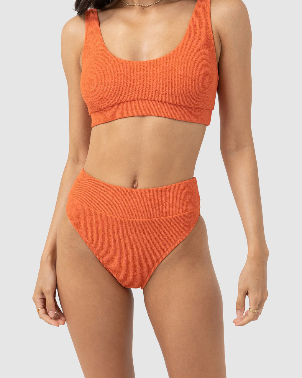 WOMENS ISLA RIB HI HIP BANDED BIKINI BOTTOMS