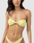 WOMENS MAGNOLIA FLORAL KNOTTED BANDEA BIKINI TOP
