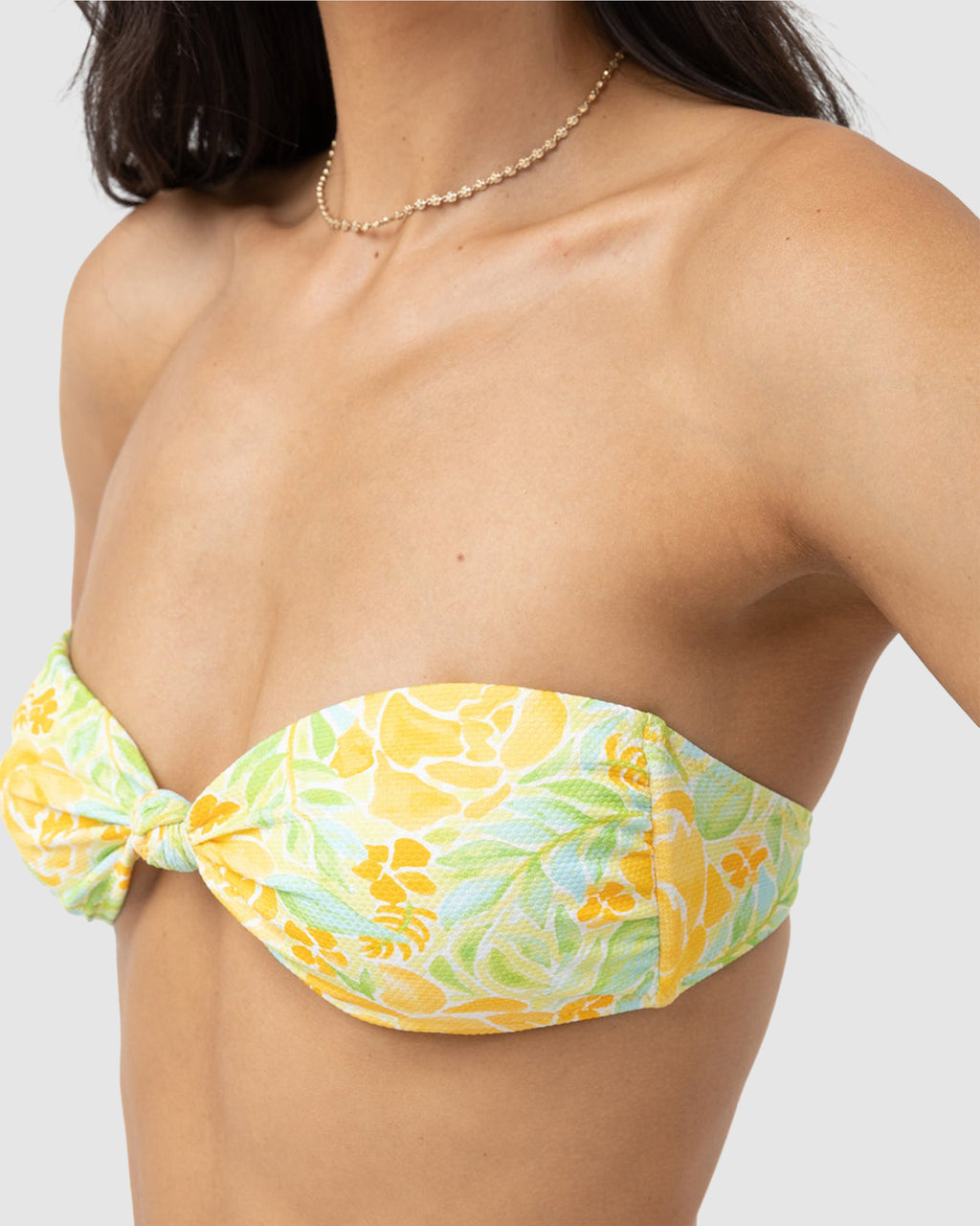 WOMENS MAGNOLIA FLORAL KNOTTED BANDEA BIKINI TOP