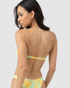 WOMENS MAGNOLIA FLORAL KNOTTED BANDEA BIKINI TOP