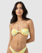 WOMENS MAGNOLIA FLORAL KNOTTED BANDEA BIKINI TOP